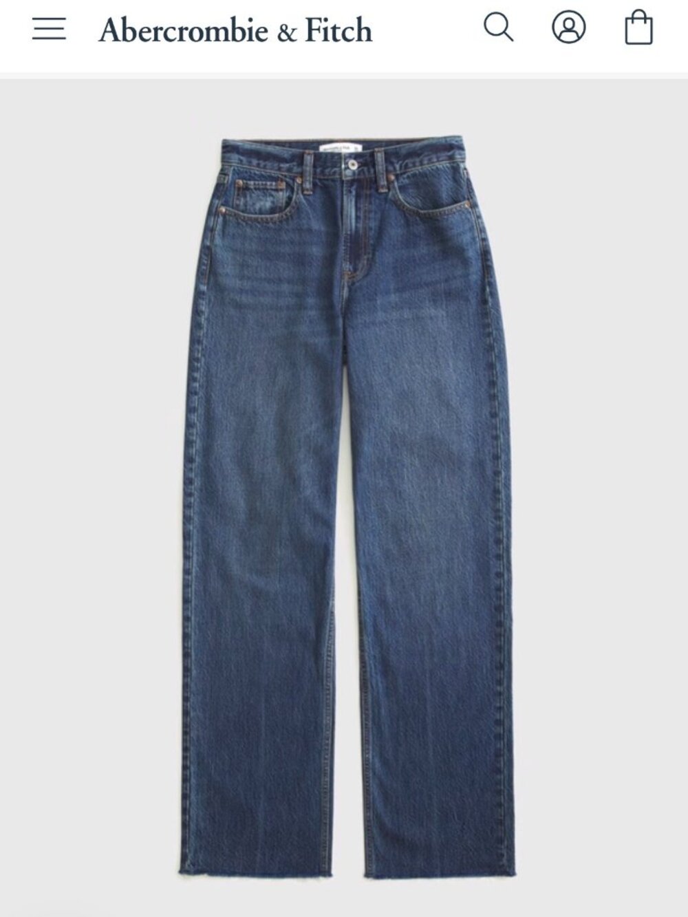 Abercrombie & Fitch High Rise Loose Jean Medium Raw Hem Size 24 00S